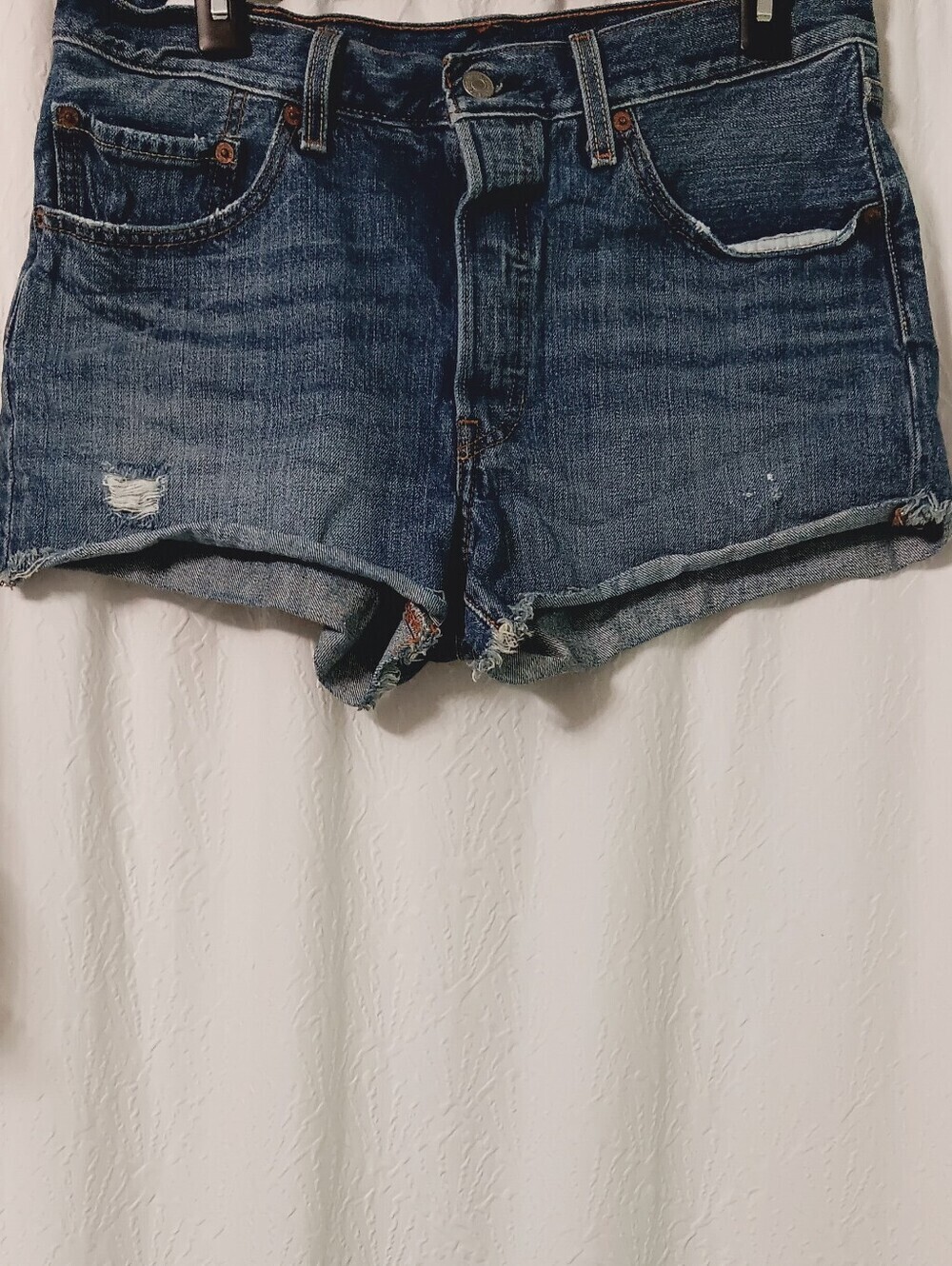 Levis 502 Classic Women's Dark Blue Denim Cutoff Shorts Size 30